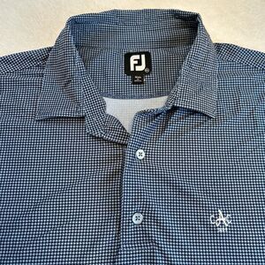 FootJoy FJ Mens Blue Print Golf Polo Shirt Sz 2XL Logo Augusta Country Club 1899